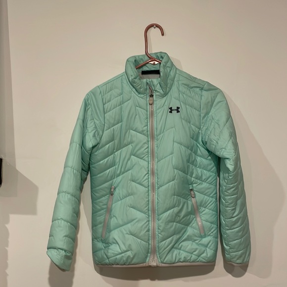 Girls Youth Medium Under Armour Puffer Jacket Teal - Picture 1 of 9